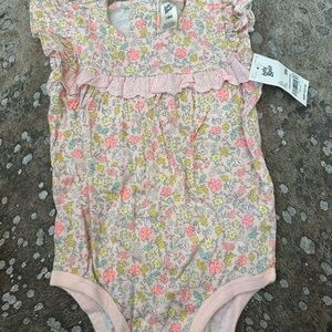 OshKosh B'gosh Pink and Yellow Floral Bodysuit with Ruffle